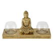 Buddha Lysholder i guld antik til 2 fyrfadslys