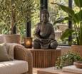 50cm Buddha Figur brun antik