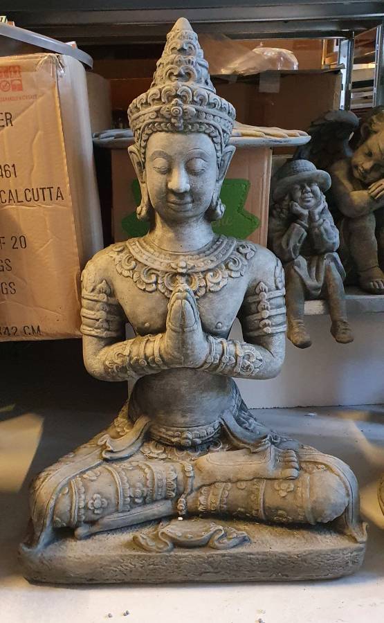 meditativ Grusom Krage Køb 75cm Thai Buddha til haven i frostsikker grå beton