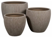 Sandstone plantepotter i fiberstone med mønster / striber