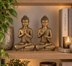 Buddha figurer i guld resin - 20cm / Sæt