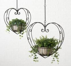 2 stk store hjerte potteholdere i jern / til loft