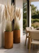 Høj cylinder krukke i corten stål rust - H.60cm + H.80cm