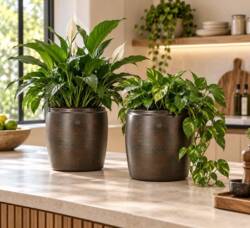 Metalpotter i antik brun - recycle metal