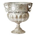 Chantal potte/pokal/potteskjuler i antik sølv eller hvid antik med ører - H.44cm
