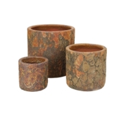Lava look krukker i keramik / Rust eller Jade - SÆT