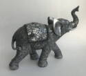 Stor elefant i silver antik med spejle - L.32cm