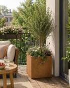 Kubiske krukker i glasfiber med rust look - Sandstone