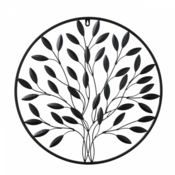 Blomster relief i sort metal - Ø.50cm