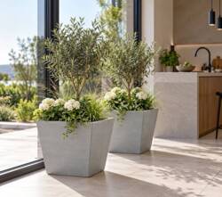 Ecopot firkantet konisk recycled krukke - grå mat - 40x40 + 50x50