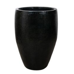 Indendørs krukker i sort lakeret metal med hammered finish / 3str.