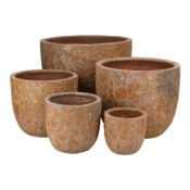 Let glaserede keramik krukker med  lava look - sæt 5stk