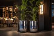 Indendørs / udendørs glaseret krukke i metallic grey