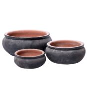 Lave runde bowler i matsort Terracotta - Sæt 3stk - Ø.55cm