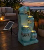 Turkis solcelle vandkunst med LED lys