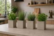 H.19x15x15cm Plantepotter I Sandtruktur - Sort + Grå + Sand