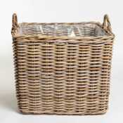 Krukke / Kurv i flettet pil med håndtag og plastindsats - 50x50cm eller 65x65cm