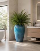 Høj Amfora Plantekrukke med  blue jade glasering - H.78cm