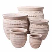 Eksklusive antikke Terracotta krukker med bånd og mønster - Sæt 5stk