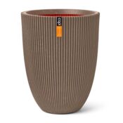 Taupe Vase / Krukke elegant groove med horisontale striber/ribber