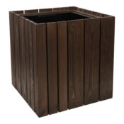 Firkantet indendørs plantekrukke i brun trræ med indsats - 45x45cm / 55x55cm
