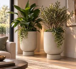 Krukker i sand glasfiber med fod