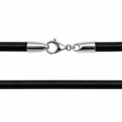 3 mm Læderhalskæder - sort/brun m/k