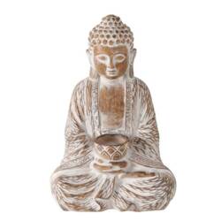 30cm Buddha i brun antik med lysholder