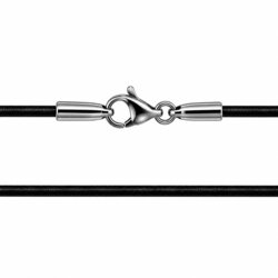 1 mm Læderhalskæder - sort/mokka