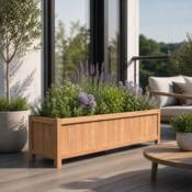 Aflang plantekasse i træ med ben / hardwood