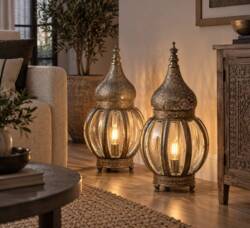 Orientalsk bordlampe med glas - Afhentning