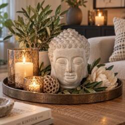 Buddha hoved cement - 17cm