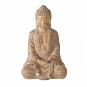 Beige/mørk sand Buddha figur 30cm + 49cm
