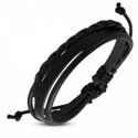 18cm sort læderarmbånd / justerbart m/k