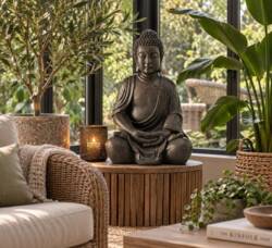 50cm Buddha Figur brun antik