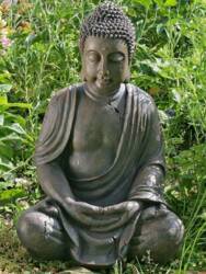70cm stor Buddha figur i brun antik